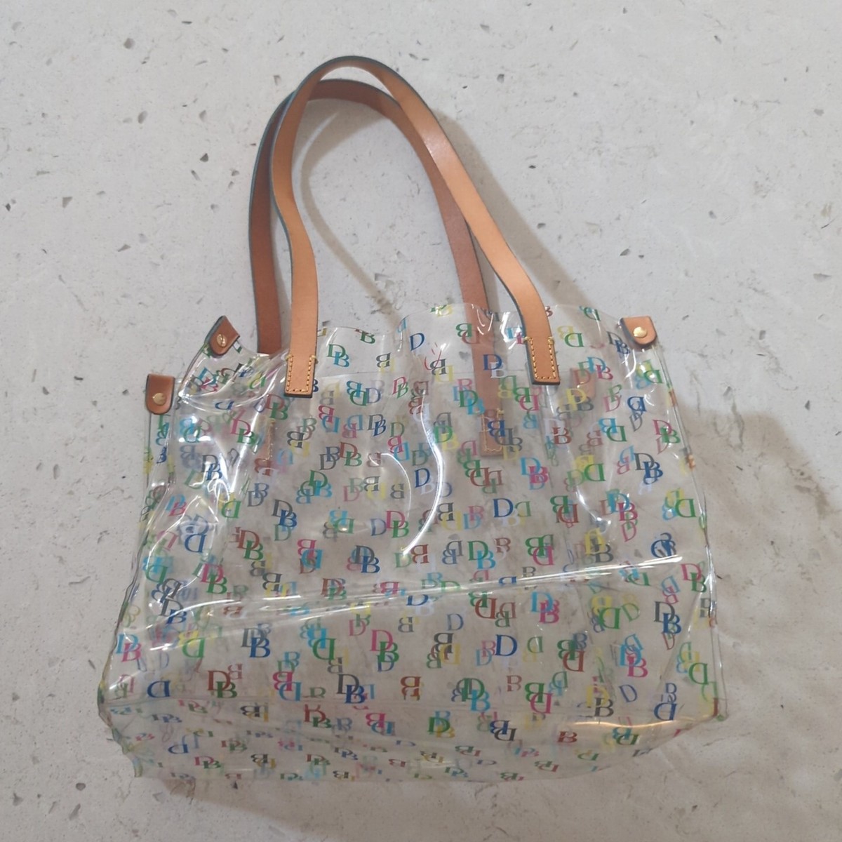 Dooney Bourke Clear Medium Shopper Beach Bag Purse Tote Handbag