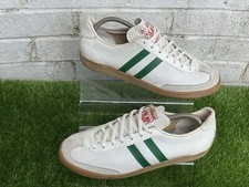vtg Mobus Asics white & green trainers made West Germany uk 8 Mod 80s casuals