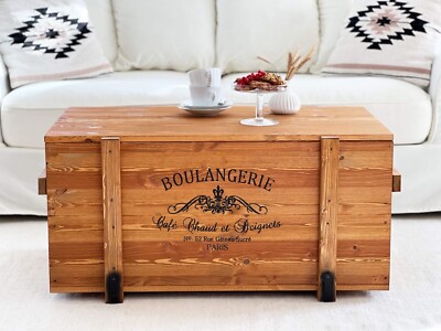 Truhe Couchtisch Holz massiv Wohnzimmertisch Truhentisch Kiste vintage shabby L