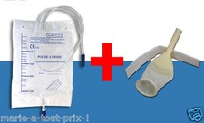 étui penien latex 25mm + poche à urine 2L fuites urinaires homme + sac Vidange !