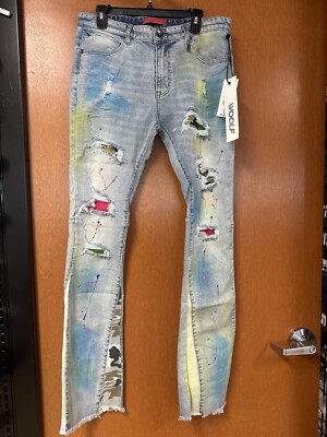 Woolf Men s One Of A Kind Jeans Art To Wear Size 34 X 35 Graffiti Paint Splatter