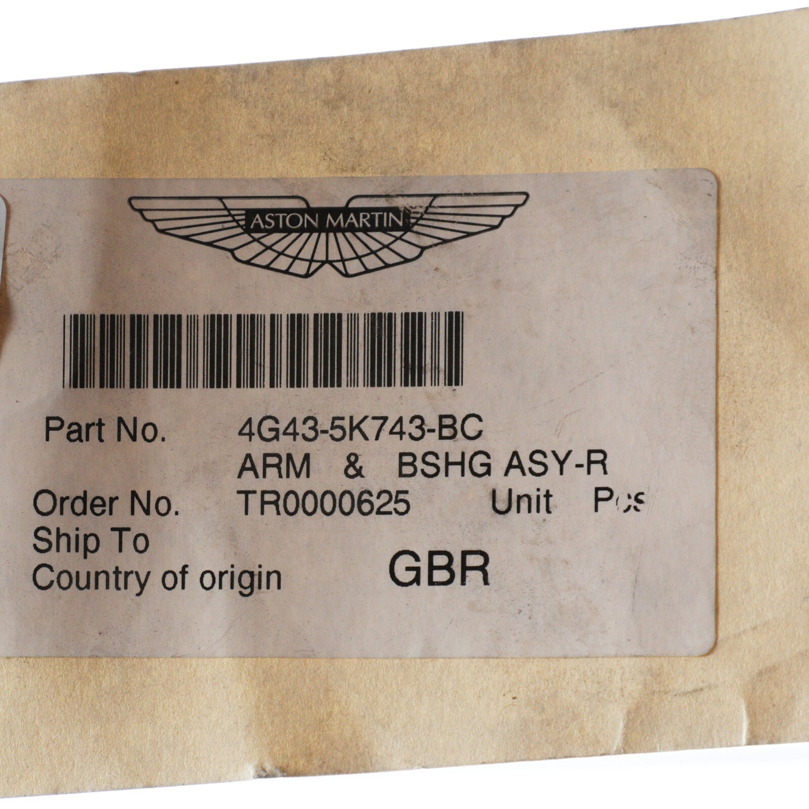 GENUINE ASTON MARTIN CONTROL ARM & BUSHING ASSEMBLY RR SU NEW OEM 4G43-5K743-BC