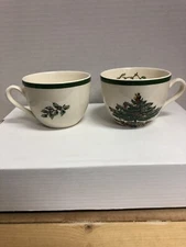 Pair of 2 ~ Spode Christmas Tree Coffee Tea Cups S3324-Ka EUC