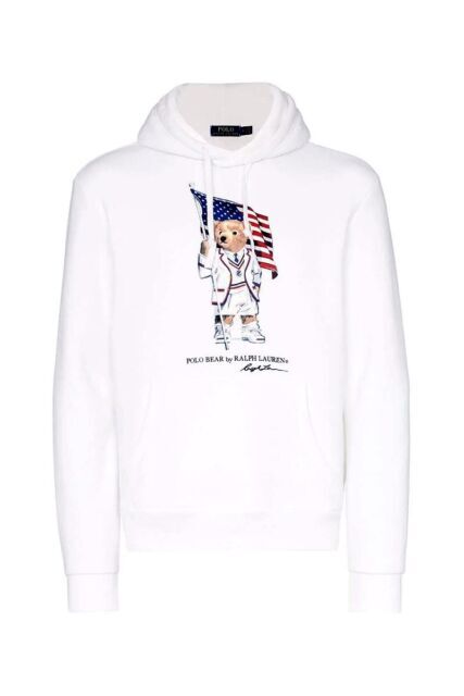 Polo Ralph Lauren Ltd Ed Olympic Team USA Flag Bear Fleece Hoodie
