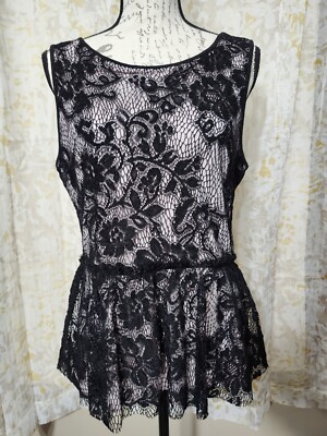 black lace peplum top
