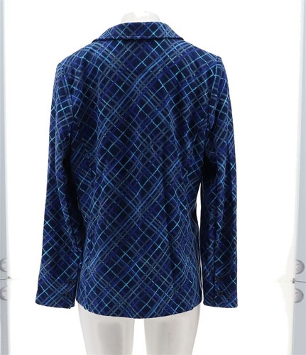 Isaac Mizrahi Plaid Print Solid Knit Blazer Navy XXS NWOT (267) - Picture 5 of 9
