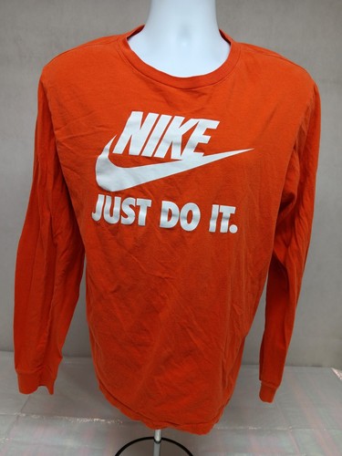 THE NIKE TEE JUST DO IT MENS LARGE ORANGE LONG SLEEVE WITH LARGE LOGO - FLAWS - Picture 2 of 15