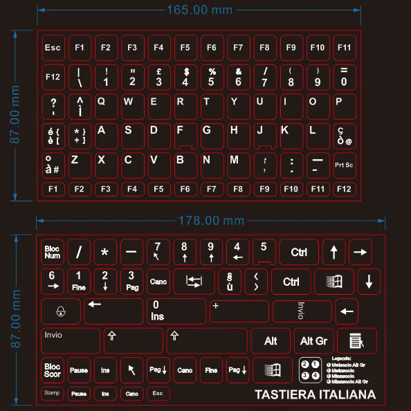 Adesivi Keyboard Stickers per Tastiera Italiano Tasti CTRL Invio Shift Alt Gr Pg - Immagine 4 di 4
