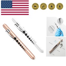 Pen Light with Pupil Gauge LED Penlight for Nurses Doctors, 2 Pcs Reusable Me...