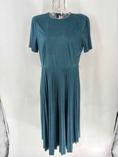 Size 14 Ann Taylor Green Print Velour Dress