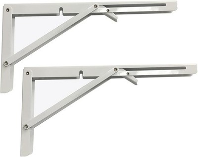 White Folding Shelf Brackets Max. Load 220 lb DIY Wall Mounted Shelf 8 INCH-2PCS