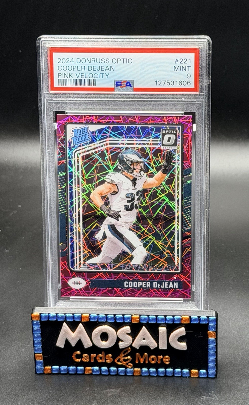 2024 Donruss Optic COOPER DEJEAN Pink Velocity SP /80 PSA 9 MINT Rookie RC #221