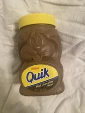 Vintage Empty Nestle Quik Plastic Bunny Rabbit Shaped Container Brown 32 oz