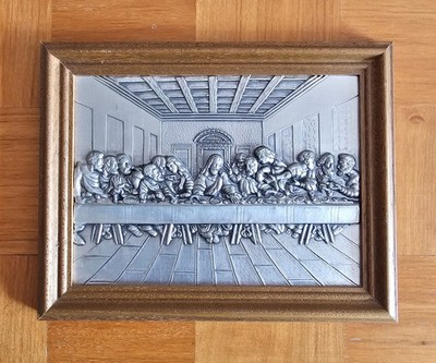 Metallrelief Leonardo da Vincis Wandgemälde ''Das letzte Abendmahl'' Zinn
