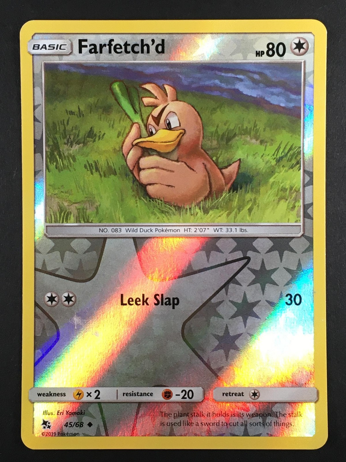 Pokemon TCG Farfetch'd 45/68 Hidden Fates Reverse Holo Uncommon LP