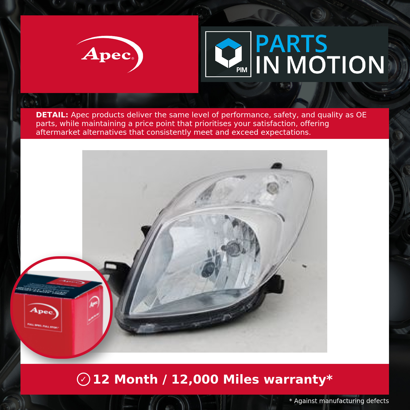 Headlight Headlamp Right ALH2038 Apec 811300D120 Genuine Top Quality Guaranteed