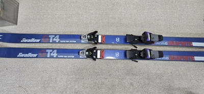VTG 160cm Swallow GT4 Super Rim Skis w/ Bindings & 2 Ski Poles - FAST SHIPPING