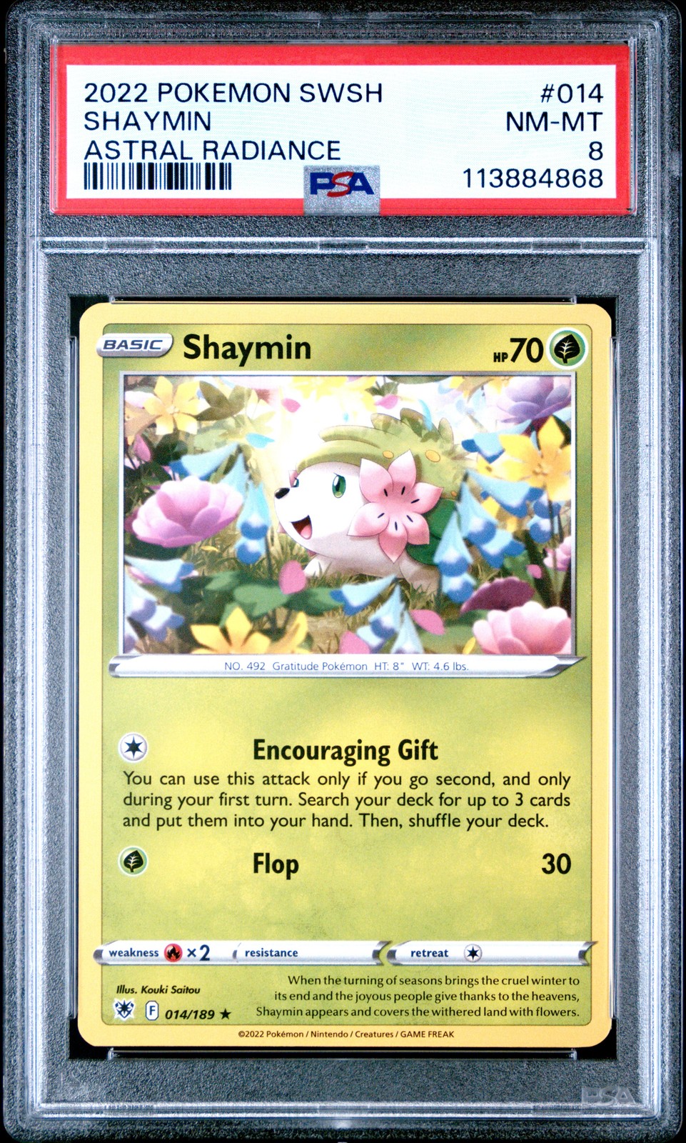 2022 POKEMON SWORD & SHIELD ASTRAL RADIANCE #014 SHAYMIN PSA 8