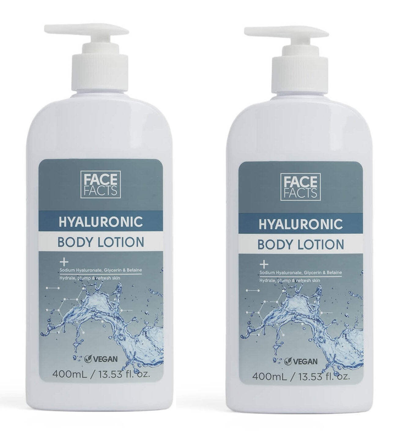 Face Facts Hyaluronic Body Lotion | Moisturise + Plump | 400ml X 2