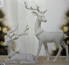 Holiday Time Christmas Deer Tabletop Decorations   Set of 2