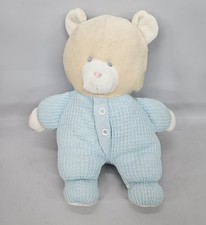 Vintage Eden TEDDY BEAR Baby Blue Thermal Waffle Weave Plush 9" Pajama Lovey