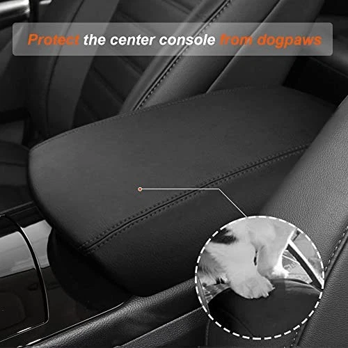 Center Console Armrest Cover for Ford Edge 2015-2025 Black Leather Protector Foto 3 de 4