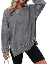 Women's Oversized Sweatshirt for Women Loose Fit Early Fall Fashion Waffle Kn...