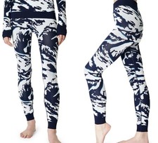 SWEATY BETTY Peaks Jacquard Ski Base Layer Leggings Navy White Women s Size M