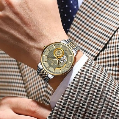 42MM POEDAGAR Automatic Luxury Watch Men's Waterproof Stainless Steel Analog NEW