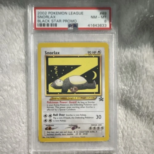 Pokémon Snorlax Black Star Promo #49 League PSA 8 2002 Wizards 90 HP
