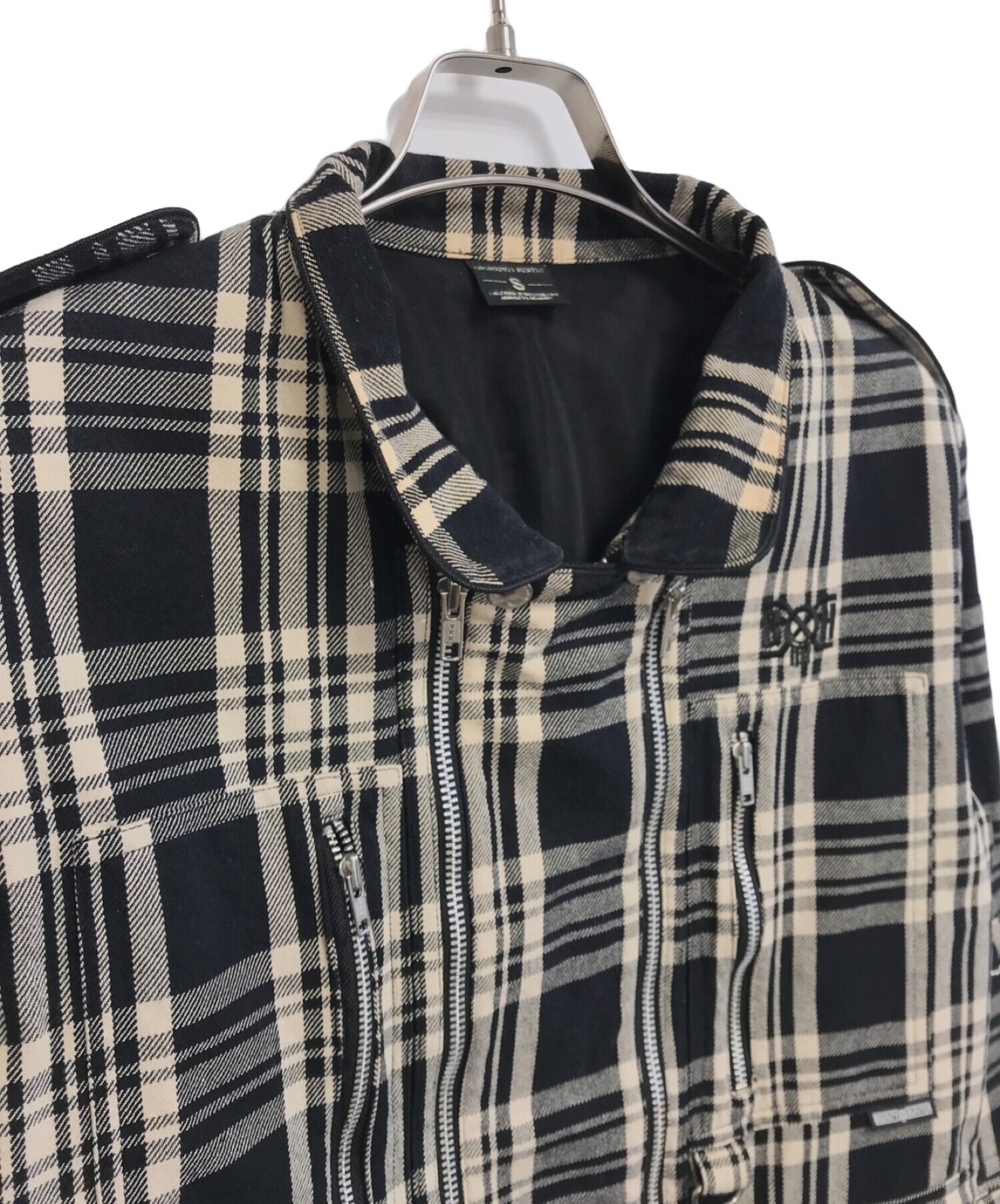 BOUNTY HUNTER Bondage Check Jacket Cotton Size: S Black Men Auth Excellent