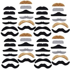 48 PCS Novelty Fake Mustaches,Self Adhesive Mustache for 48 PCS, Mixed Color