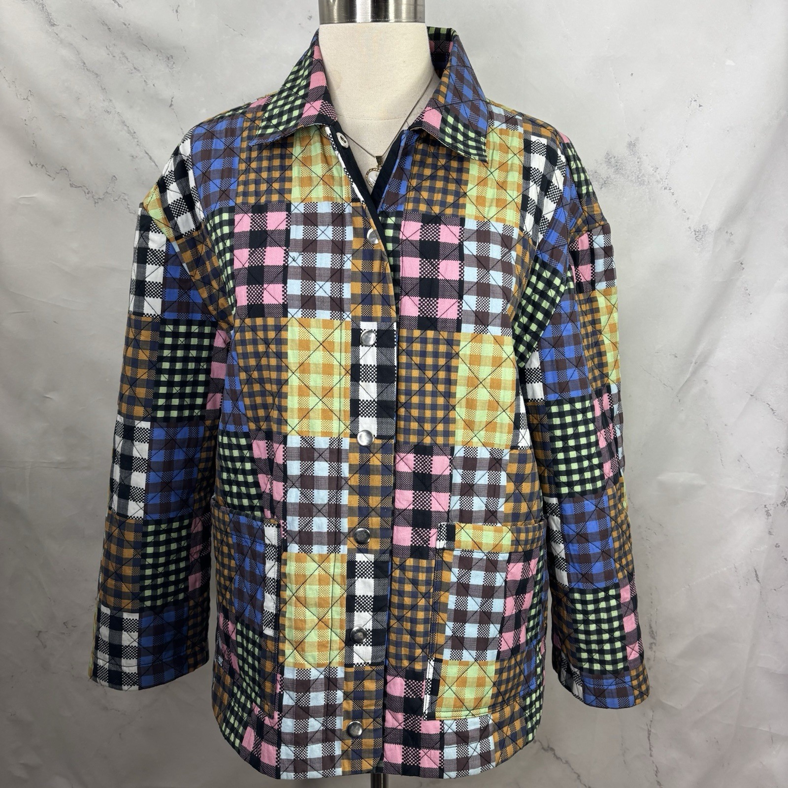 Beck Patchwork Chore Jacket M Quilted Cottagecore… - image 11