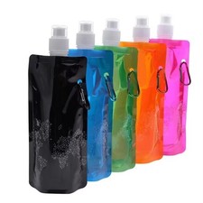 500ml Foldable Water Bottle Outdoor Sports Drinking Bag Running Camping