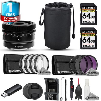 Sony FE 50mm f/2.5 G Lens - 15pc 64GB Advanced Bundle +1 Yr Warranty