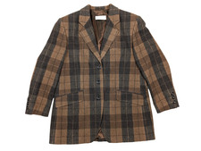 ROSNER Blazer Jacke Damen 44 Kariert Braun Wolle Kaschmir Flanell Einreihig