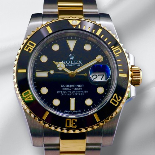 Rolex Submariner 40mm 18k Yellow Gold/Steel Black Dial Men's Watch 116613LN