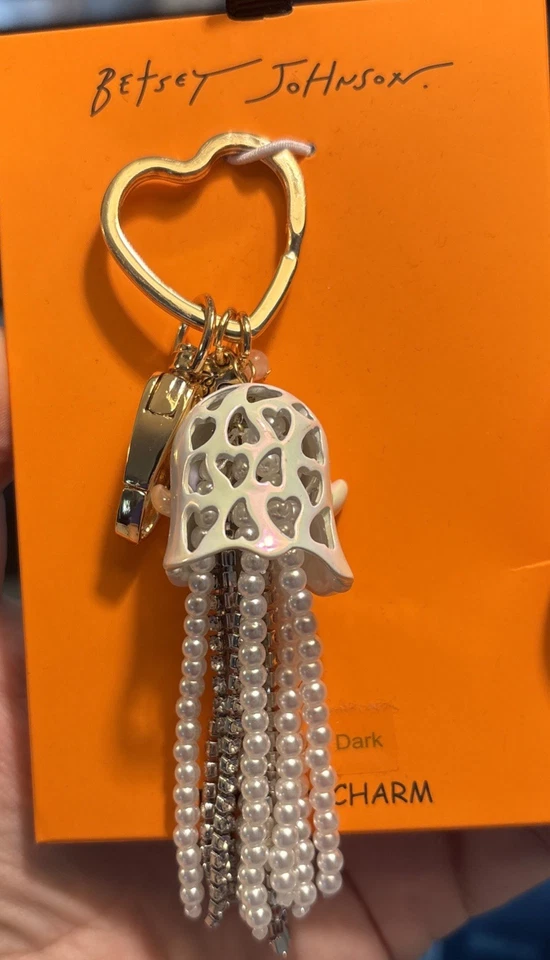 NUEVO EN CAJA Betsey Johnson Fantasma Joyería Bolso Dije Llavero Halloween Brilla en la Oscuridad Foto 4 de 4
