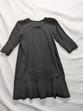 Black Long-Sleeve Drop Hem Dress Size L By Conte