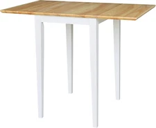 , Solid Wood Small Drop Leaf Dining Table, Solid Real Wood, Sturdy Parawood, Whi