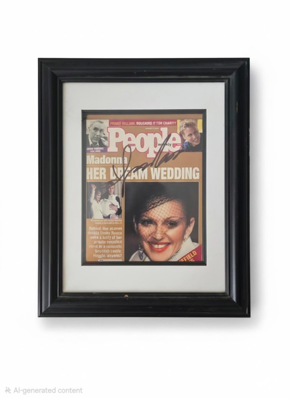 MADONNA FRAMED & AUTOGRAPHED "HER DREAM WEDDING" PEOPLE MAGAZINE
