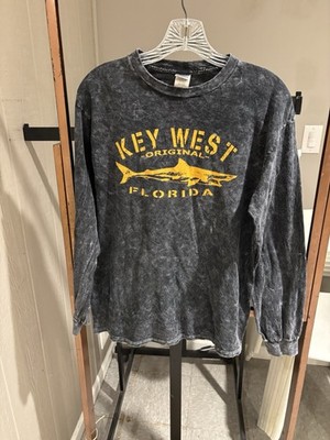 Key West Florida Shark Featured T-Shirt Size Medium. Cotton. Long Sleeve. EUC