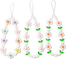Aesthetic Phone Charm,Cute Digital Camera Wrist Strap,Beaded Flower Phone Wrist