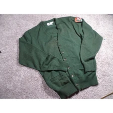 Vtg Green Knit Cardigan Sweater National Park Service Buffalo Patch Large Retro