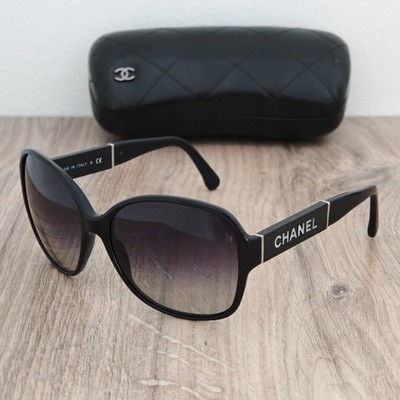 CHANEL 5198-H Women's Gradient Sunglasses - Black Acetate x Wood - MINT