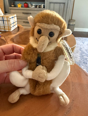 Coca-Cola Plush Monkey Bean Bag Brown/White Stuffed Animal Original 1999