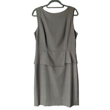 Ann Taylor Women's Taupe Tan Peplum Plaid Dress size 10