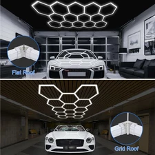 14 Hexagon LED Lighting Car Detail Garage Workshop Gym Honeycomb Lights 6500K US