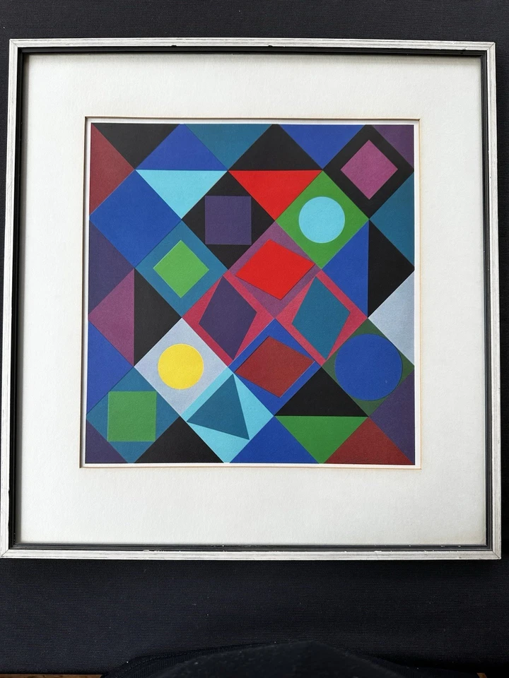 Victor Vasarely - Farbige Druckgraphik 1967 Sikra Signiert mit Rahmen Kunstwerk