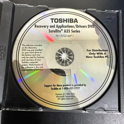toshiba satellite A35 Series Recovery And Applications Drivers DVD 1985-2001 M